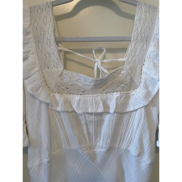 Free People Size S White Now & Forever Endless Summer Maxi Dress Puff Sleeve - Picture 7 of 14